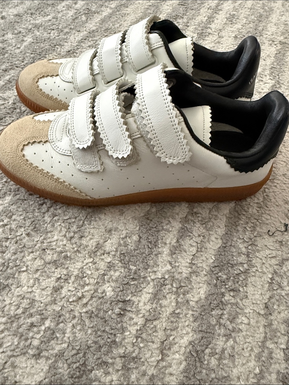 Isabel Marant White Leather Sneakers with Black Heel and Gum Sole - Picture 2 of 4